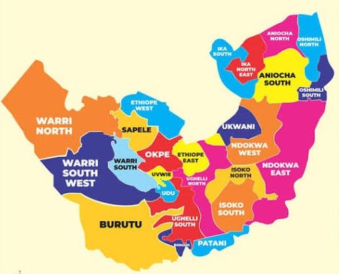 Delta State map showing local government areas